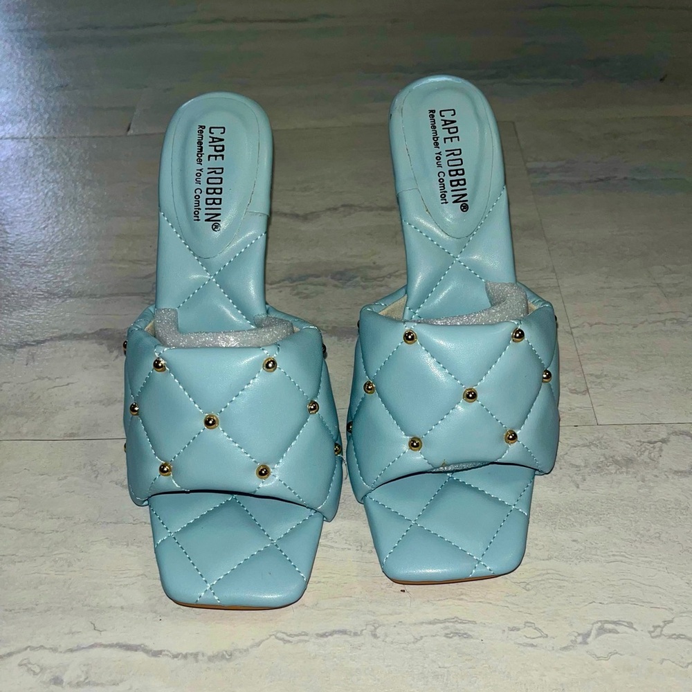 Blue Quilted Heels